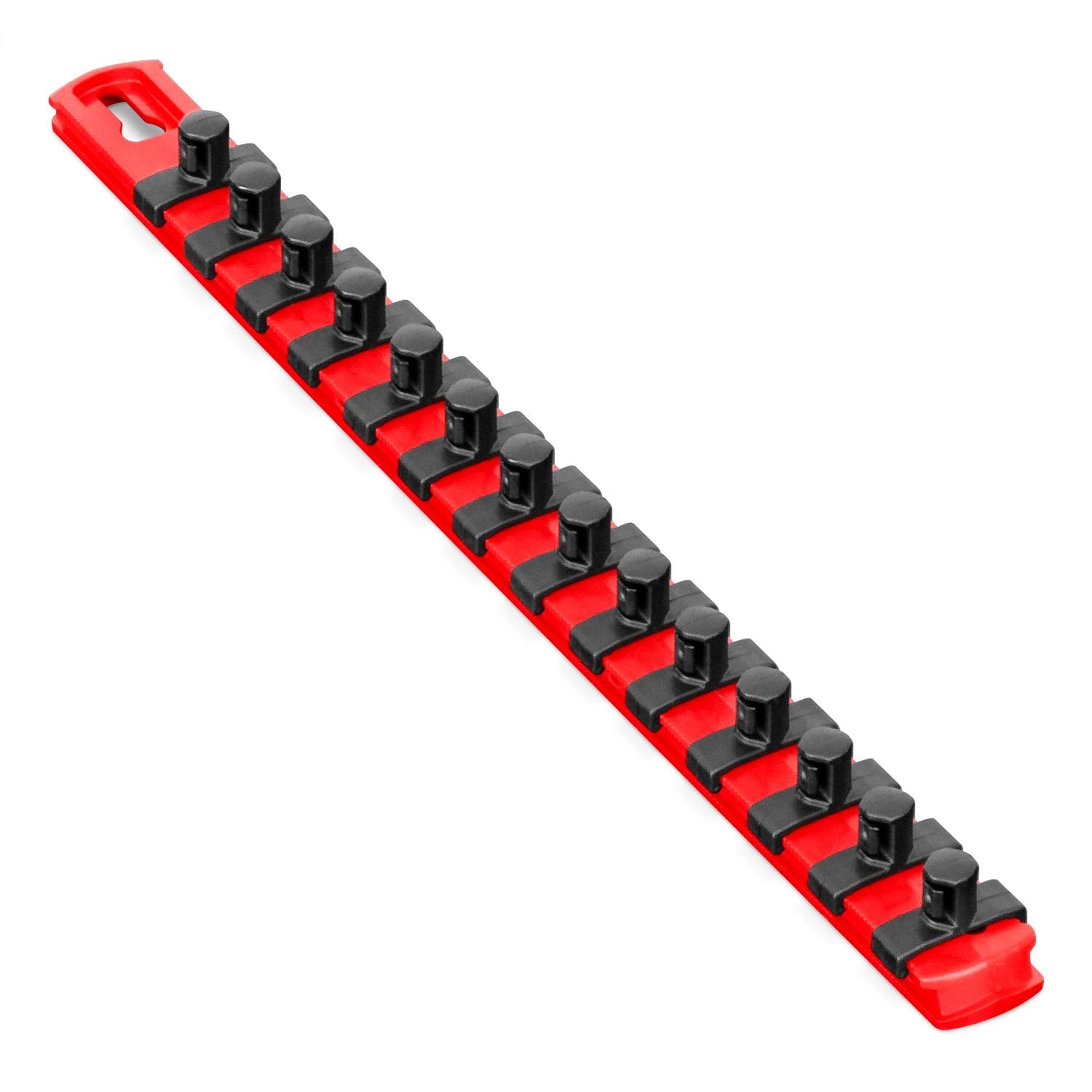 ERNST 13-Inch Socket Rail Organizer with 14 3/8-Inch Twist Lock Clips, Red (8415)