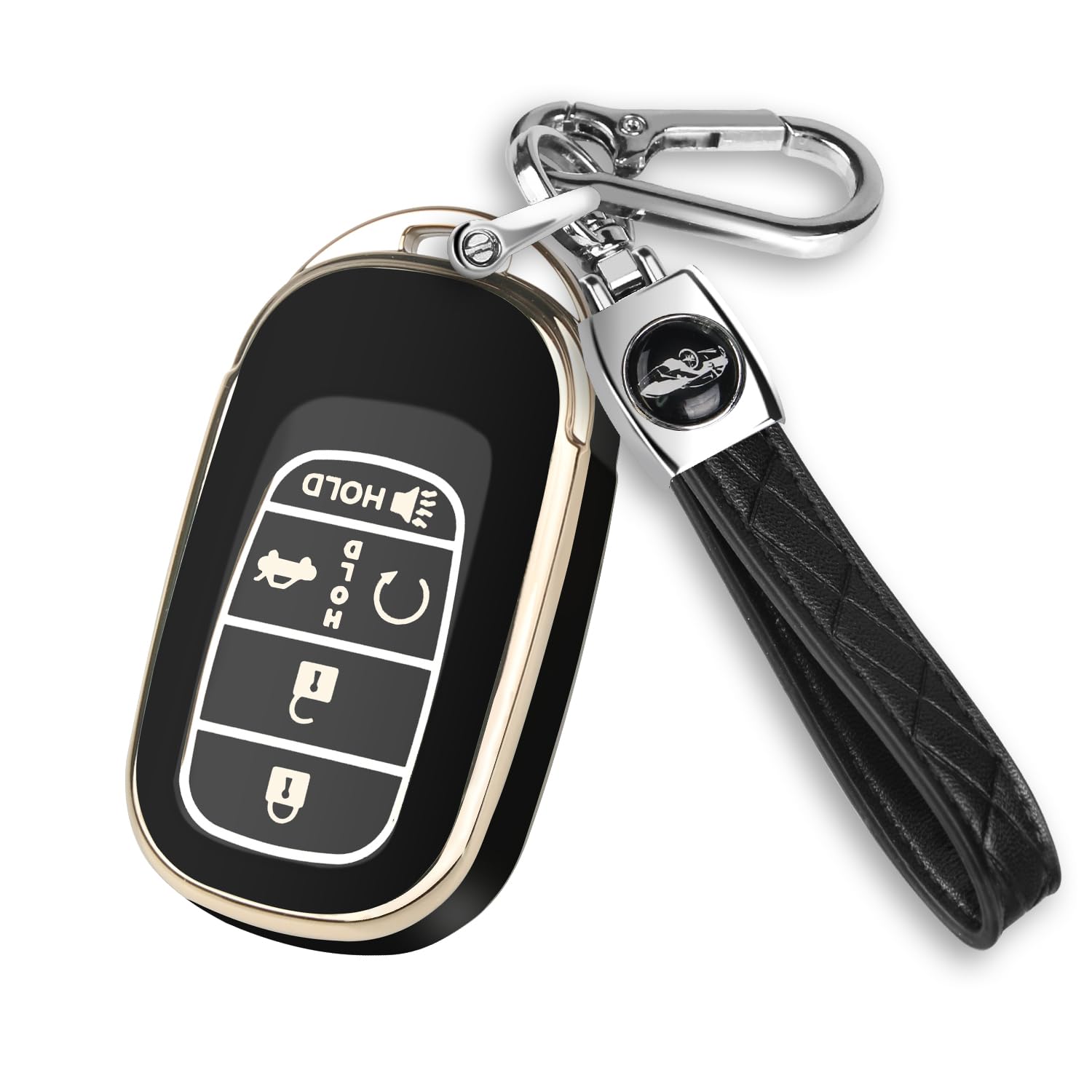 Qbuc For Honda Key Fob Cover, Soft Tpu Car Key Case Protector With Leather Keychain Compatible With Honda Accord Civic Hrv Crv P