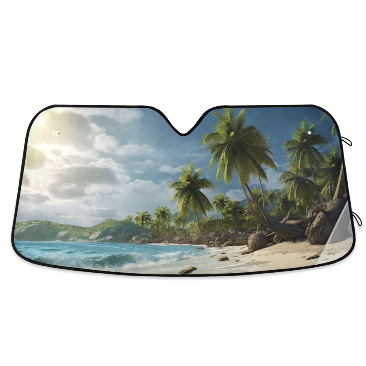 Oarencol Car Windshield Sun Shade Palm Tree Beach Foldable Uv Ray Sun Visor Protector Sunshade To Keep Your Vehicle Cool 55'' X