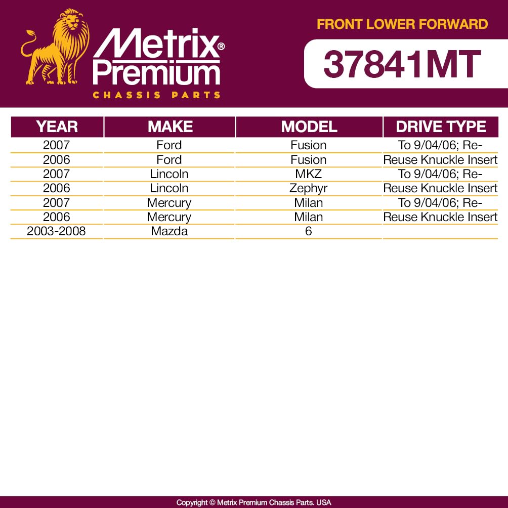 Metrix Premium Chassis Parts - Front Lower Forward Control Arm W Ball Joint & Bushing Assembly Fits 06-07 Ford Fusion, 07 Lincol