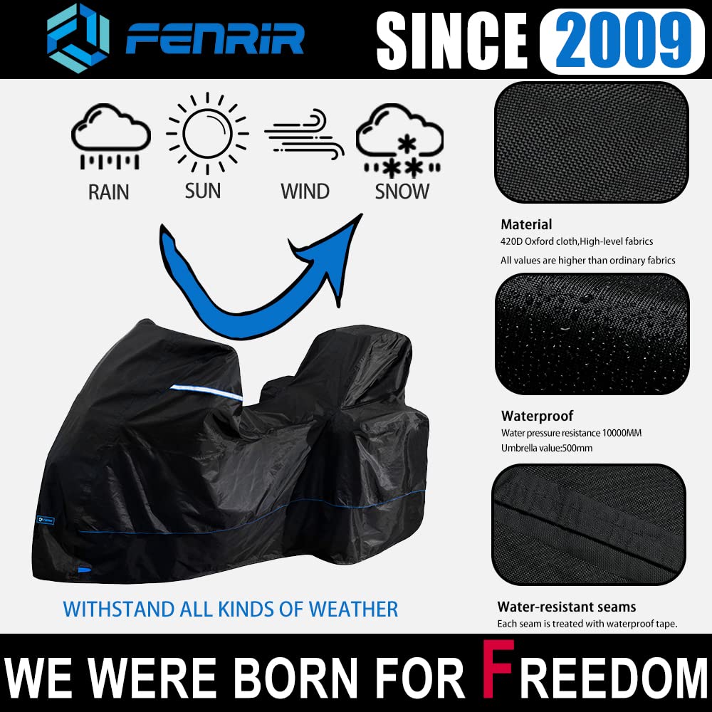 Fenrir 420D 90''Inch Motorcycle Cover Waterproof Outdoor Storage For Adventure R1250Gs R1300Gs Klr650 Versys Africa Twin Transal