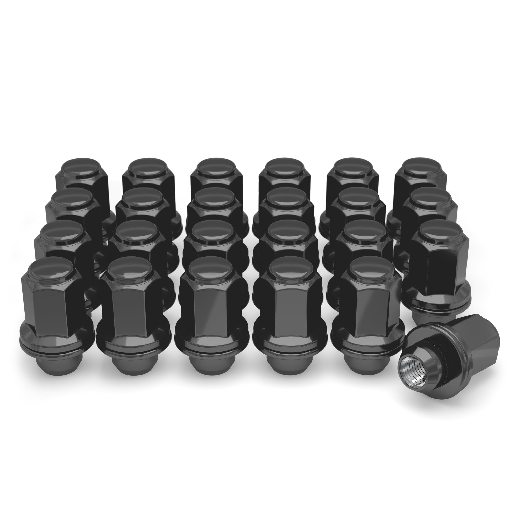 White Knight M12 x 1.50 (Black Chrome) Factory Style Long Mag (1.87 Height) Lug Nut with Washer for Select Toyota and Lexus, 530