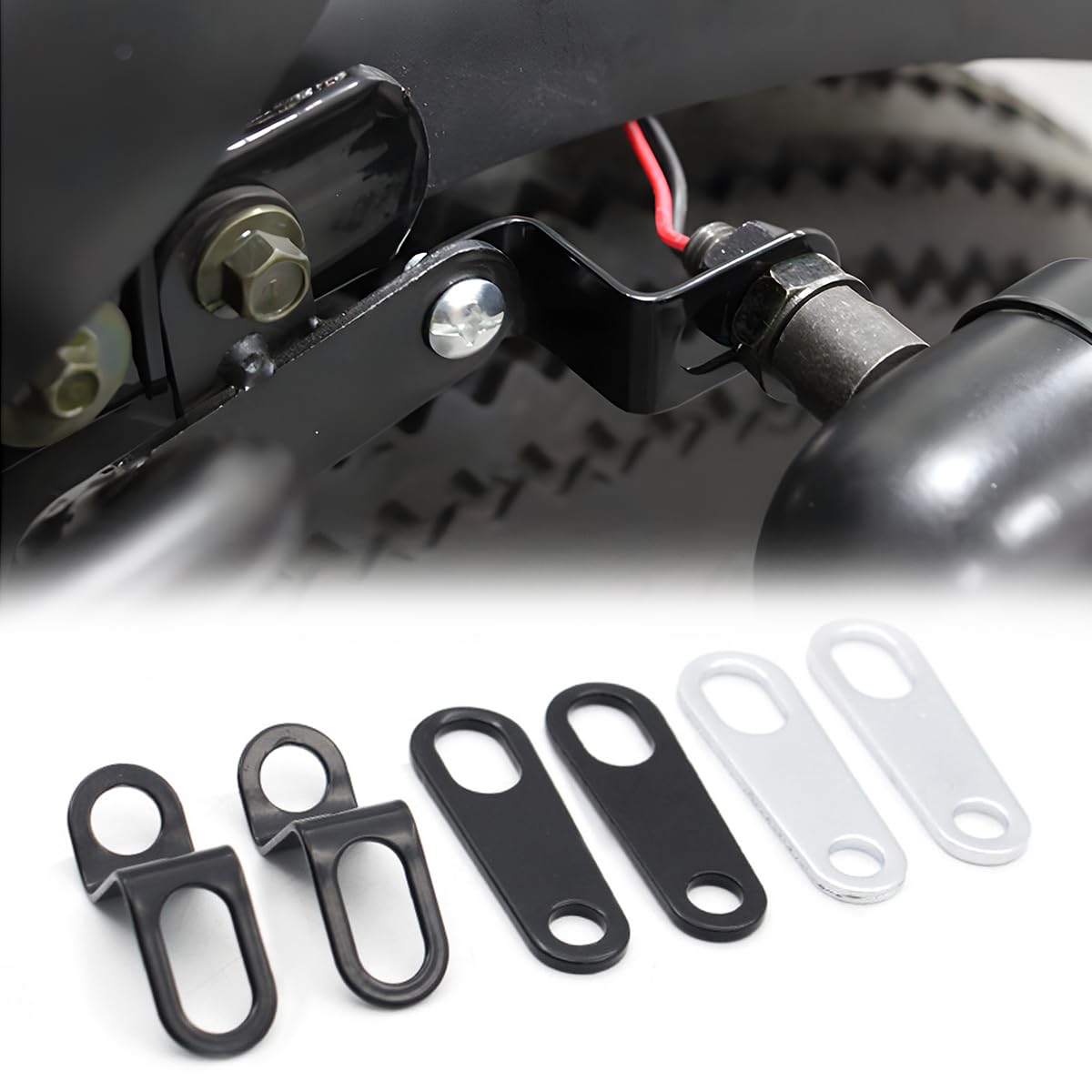 AUCELI Rear Turn Signals Brackets, 2PCS Motorcycle Rear Indicator Light Relocation Holder, Universal L Shape 12mm Hole Shock Bra