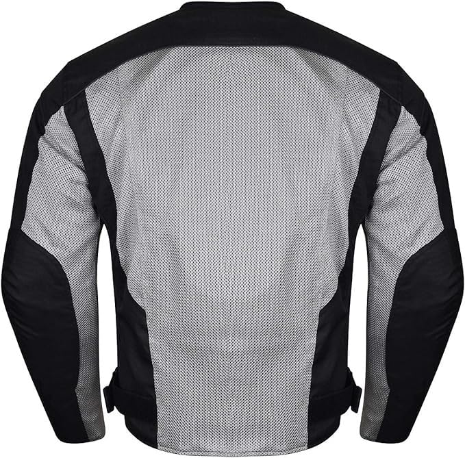 Vance Leather Airflow Mens Silver/Black All-Season Reflective Mesh & Textile Motorcycle Jacket W/Ce Armor & Removable Liner (Silver, 3X-Large)