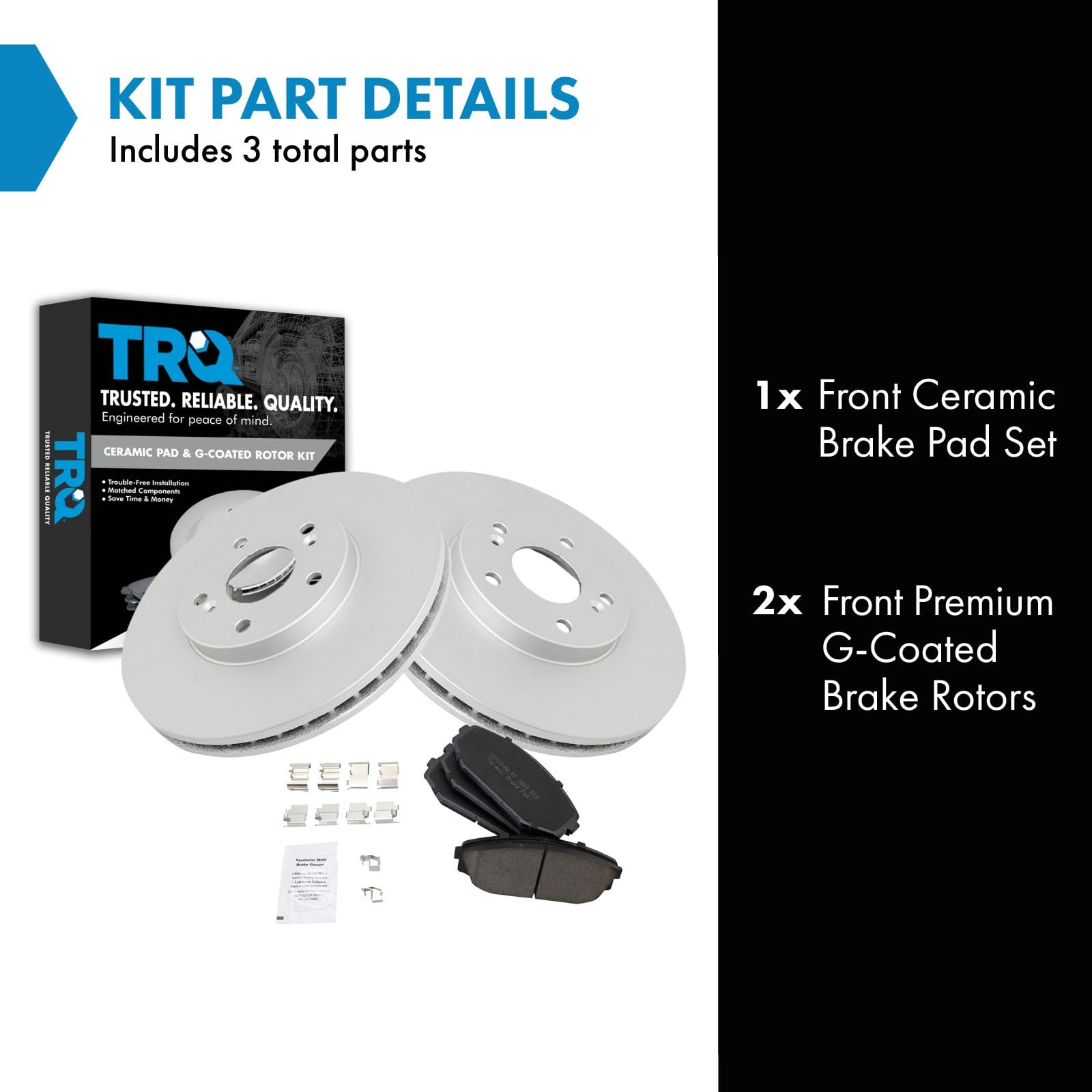 Trq Front Brake Pad & Rotor Kit Brake Pads Brake Rotor Ceramic Premium G-Coated Compatible With 2001-2002 Acura Mdx 1999-2004 Ho