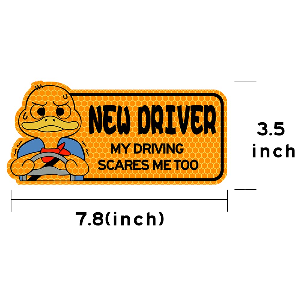 Biinfu Reflective New Driver Sticker, Student Decal For Car, Vehicle Keep Distance Sign Bumper Funny Duck Sticker-Orange