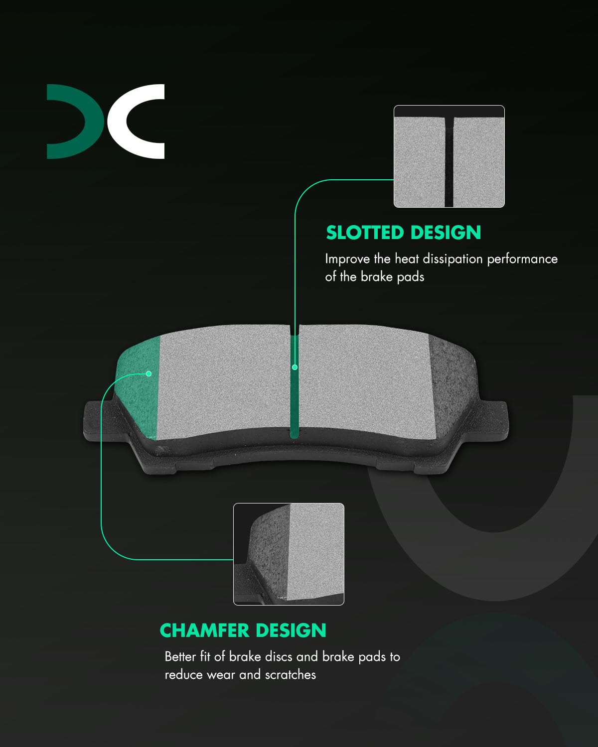 Scitoo Rear Disc Brake Pad Set 4Pcs W/Hardware Fit For Ford For Mustang 2015 2016 2017 2018