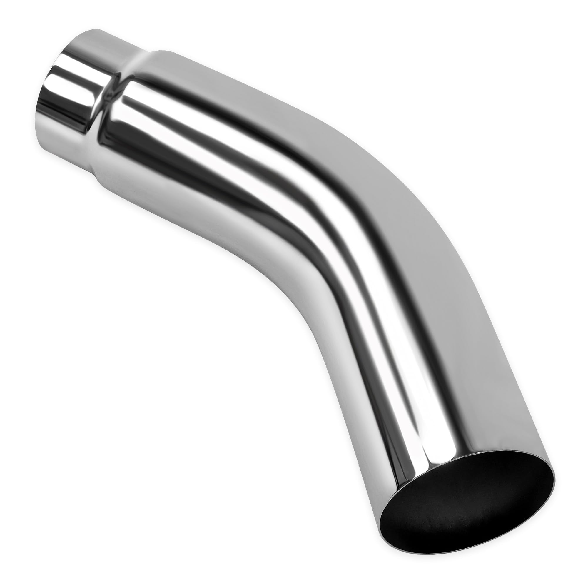 JY PERFORMANCE 4 Inch (ID) Diesel Exhaust Tip Elbow Tip 4'' Inlet 5'' Outlet 23'' Long Chrome Turndown Exhaust Tip
