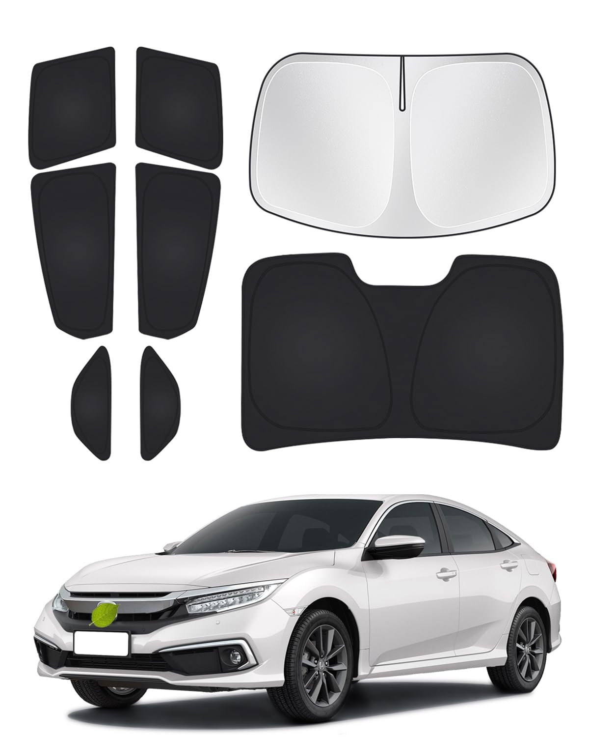 Canvcle Windshield Sun Shade For Honda Civic 10Th Gen 2016-2021 (Not For Hatchback) Side Rear Window Shade Cover Set Full Window
