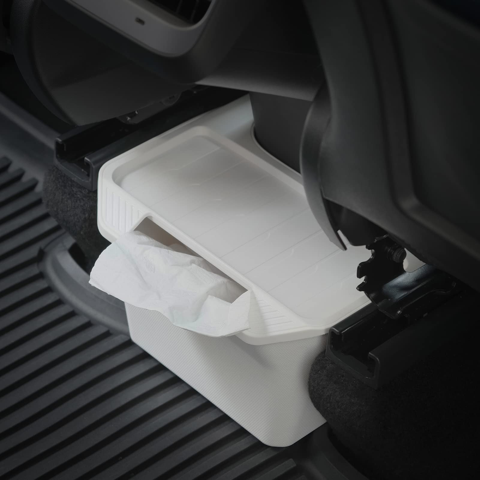 Jawjut Trash Can,Compatible With Tesla Model Y,Garbage Can Bin Accessories,Rear Center Console Storage Box Organizer,White