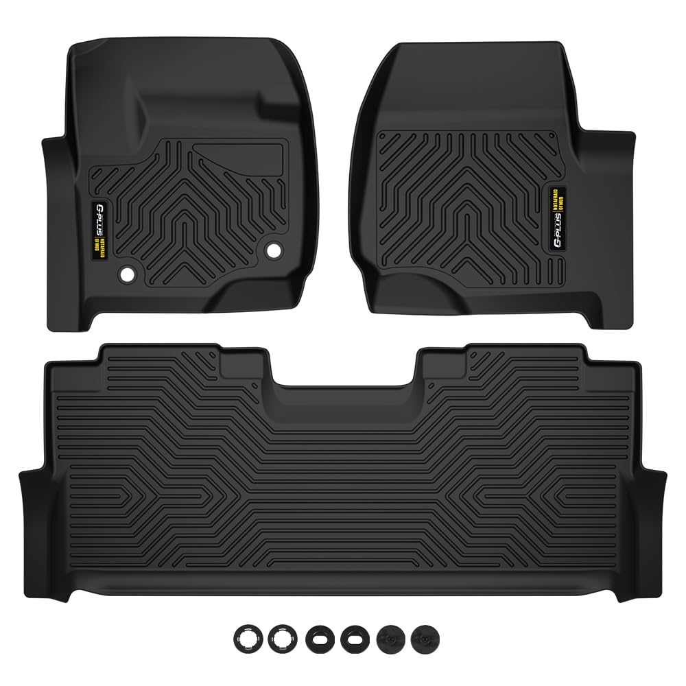 G-PLUS TPE Floor Mats Compatible with Ford F250 F350 F450 2017-2024 Super Duty Crew Cab w/Under Seat Storage Floor Liners All We