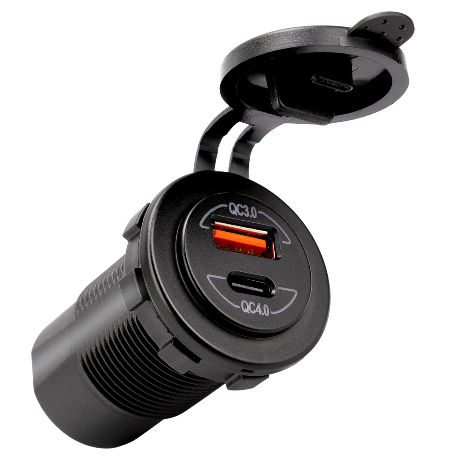 Young Marine Quick Charge Type C 4.0 Port + USB 3.0 Port DC12-24V Waterproof Outlet for Marine, Boat, Car, Golf Cart, RV,UTV, AT