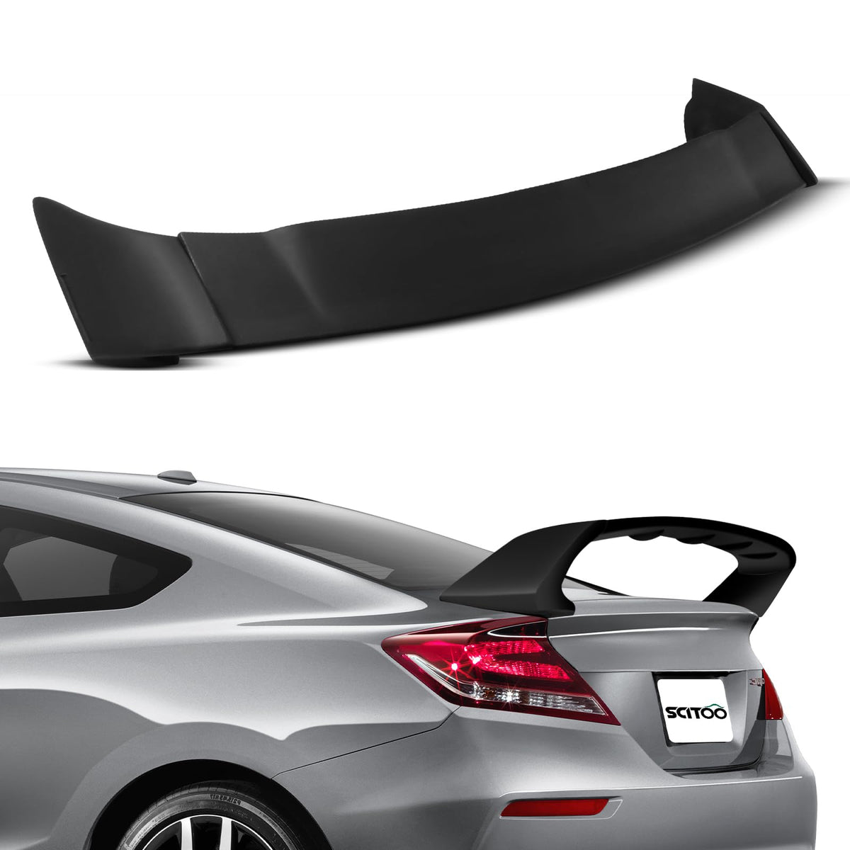 SCITOO Spoiler Wing Fits for 2012-2015 for Honda Civic Sedan Matte Black Mug Style Rear Trunk Spoiler Wing