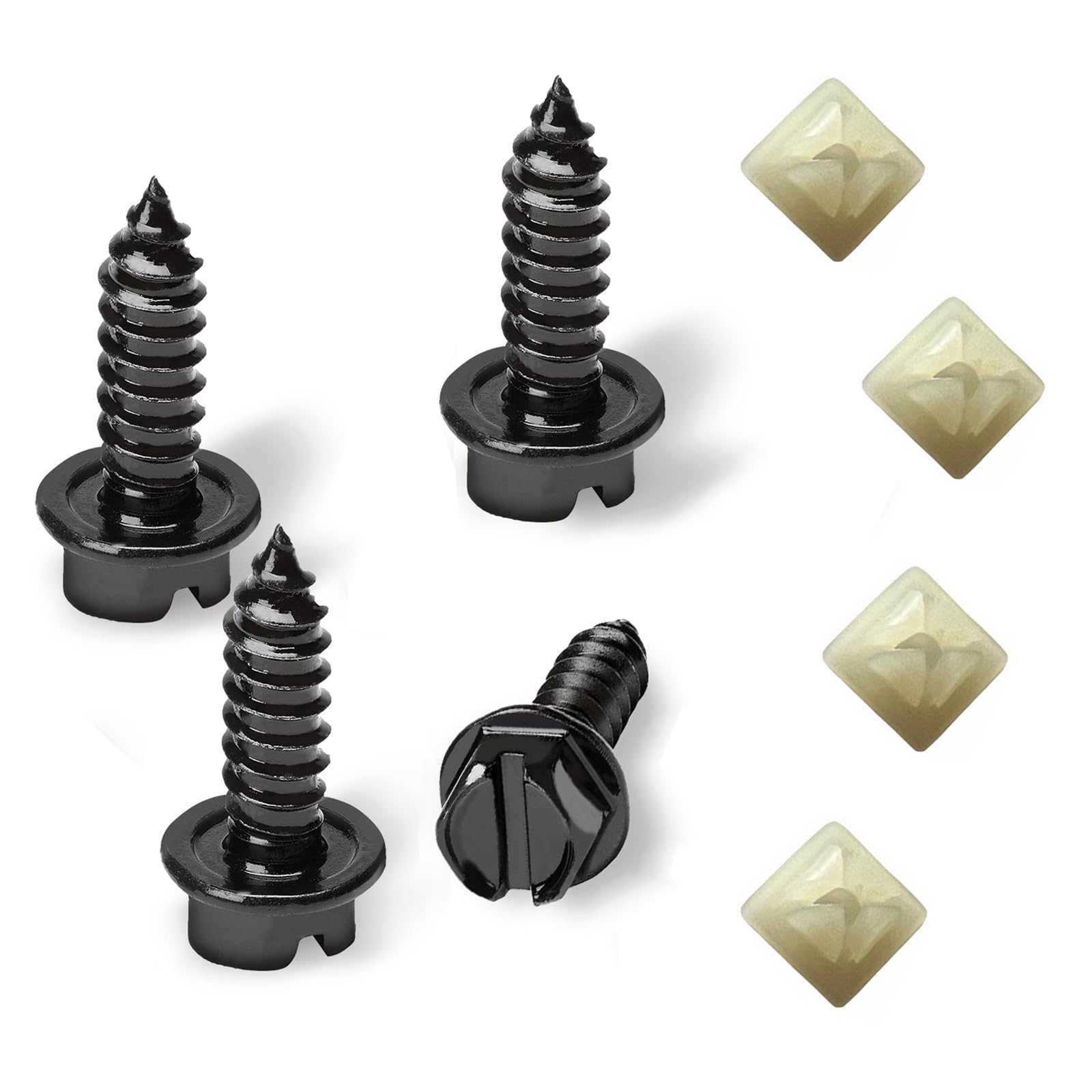 Upgraded License Plate Screws with Nylon Retainers, License Plate Screw Kit for Front & Rear Plates, #14 x 3/4'' Slotted Hex Hea