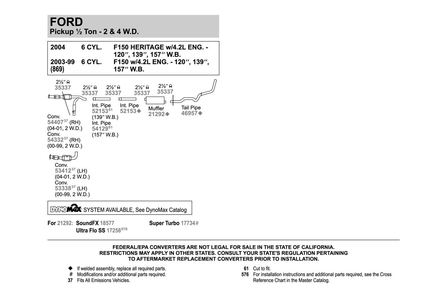 Walker 52153 Exhaust Pipe For Ford F-150
