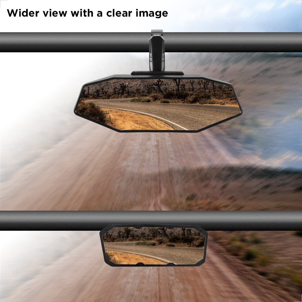 Evermotor Utv Center Rear View Mirror For 1.6-2 Roll Bar Cages, 360° Adjustable Aluminum Clamp Compatible With Atv Polaris Rzr Ranger Scooter Kawasaki Mule Pioneer Gator, Shatter Proof Glass
