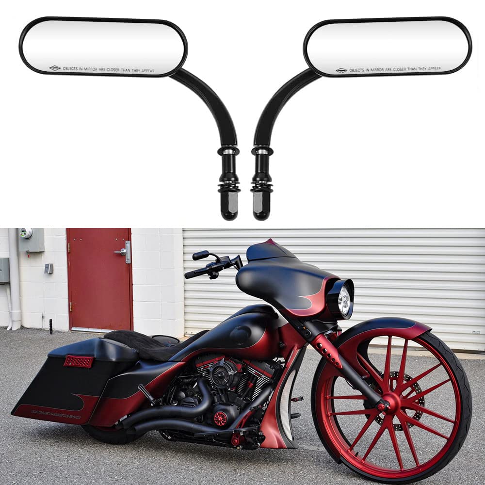 Goodfitment - Black Oval Shape Motorcycle Mirrors,Upgrade Rearview Motorcycle Mirrors Compatible With Harley Road King Softail S
