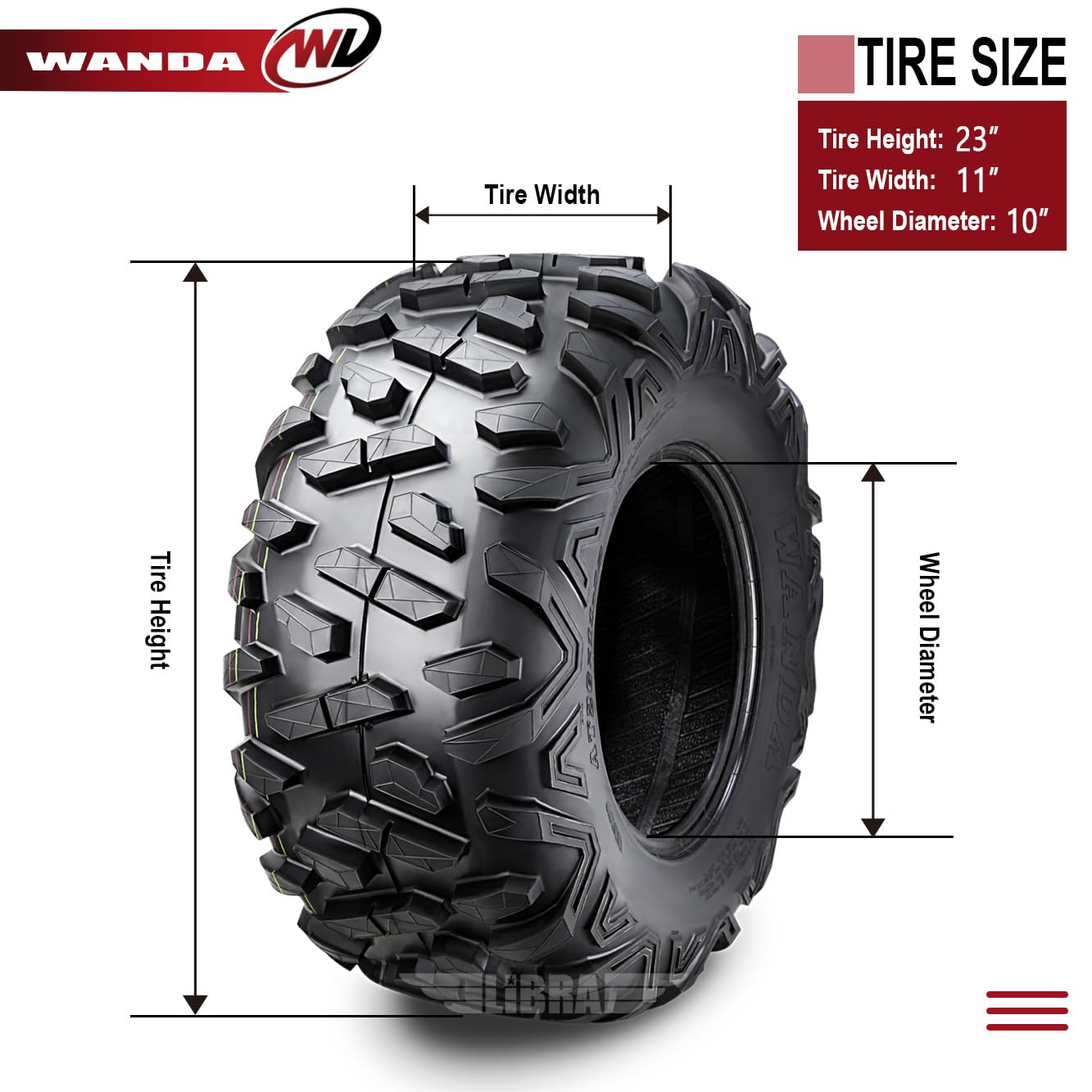 Wanda Set Of 4 Utv Atv Tires 23X11-10 23X11X10 6Pr Bighorn Style...