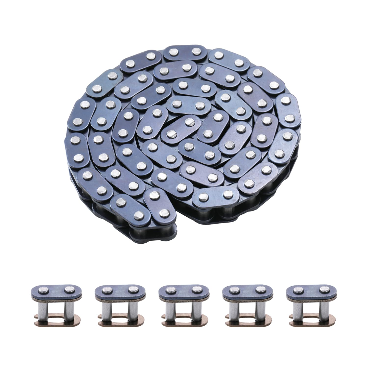 Kamier T8F 8Mm Chain 74 Links Heavy Duty For Razor Electric Dirt Quad 500 4 Wheeler 43Cc 47Cc 49Cc 50Cc 2-Stroke Atv Mini Chopper Super Pocket Bike Gas Scooter Goped Kids Mini Moto Drive Chain Parts