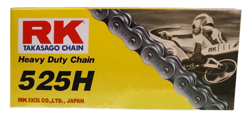 RK Racing Chain M525HD-130 (525 Series) Steel 130 Link Standard Non O-Ring Chain with Connecting Link