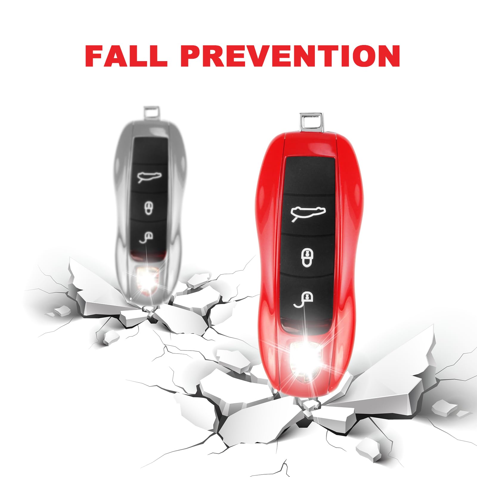 Qbuc For Porsche Key Fob Cover,3-Piece Painted Key Shell Compatible With Porsche Cayenne Panamera Macan 911 Boxter Cayman (Red)