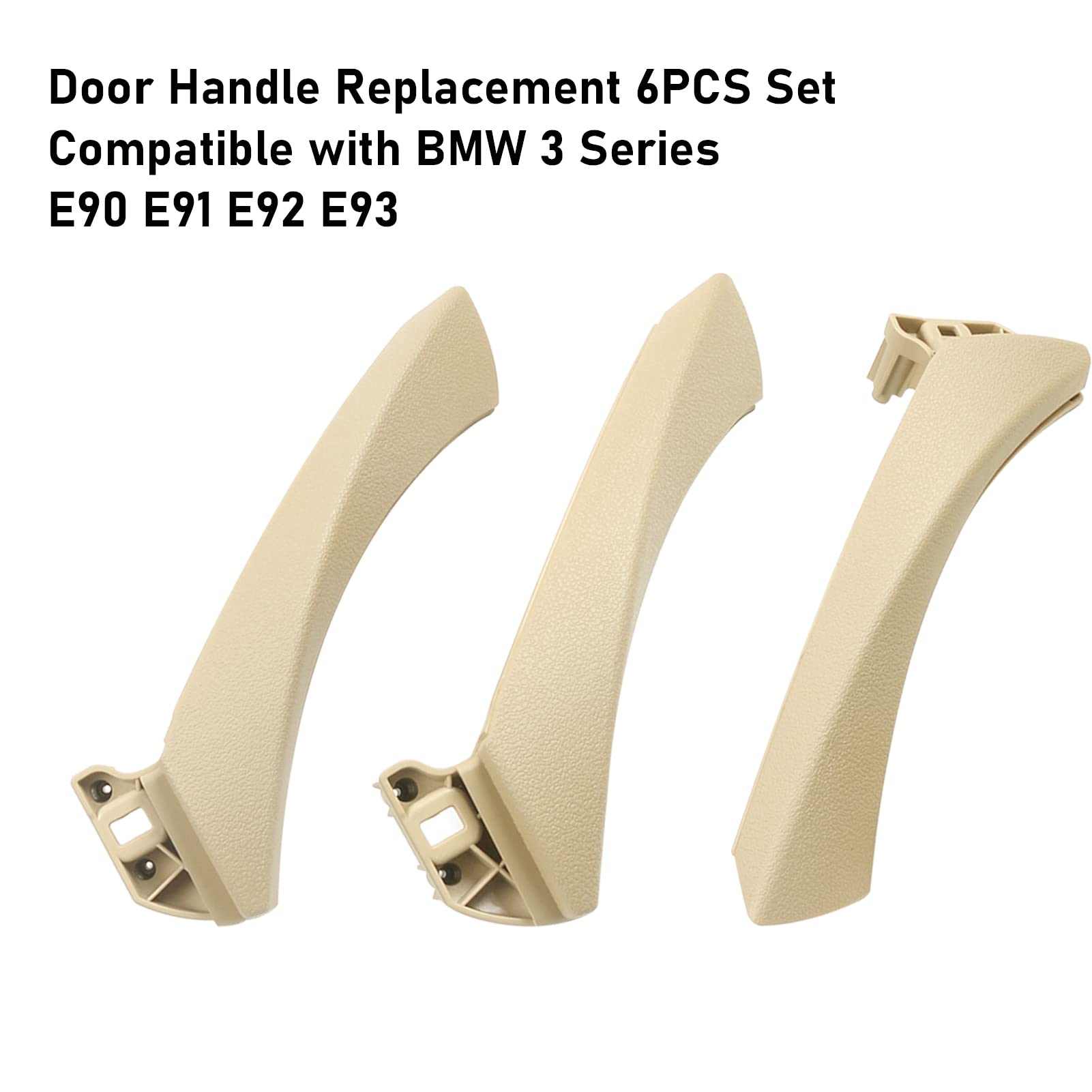 Jaronx Compatible With Bmw 3 Series Door Handle E90/E91/E92/E93 2004-2011, 6Pcs Door Pull Handle Replacement Left And Right Interior Door Handle Set For Bmw 318I,320I,323I,325I,328I,330I,335I(Beige)