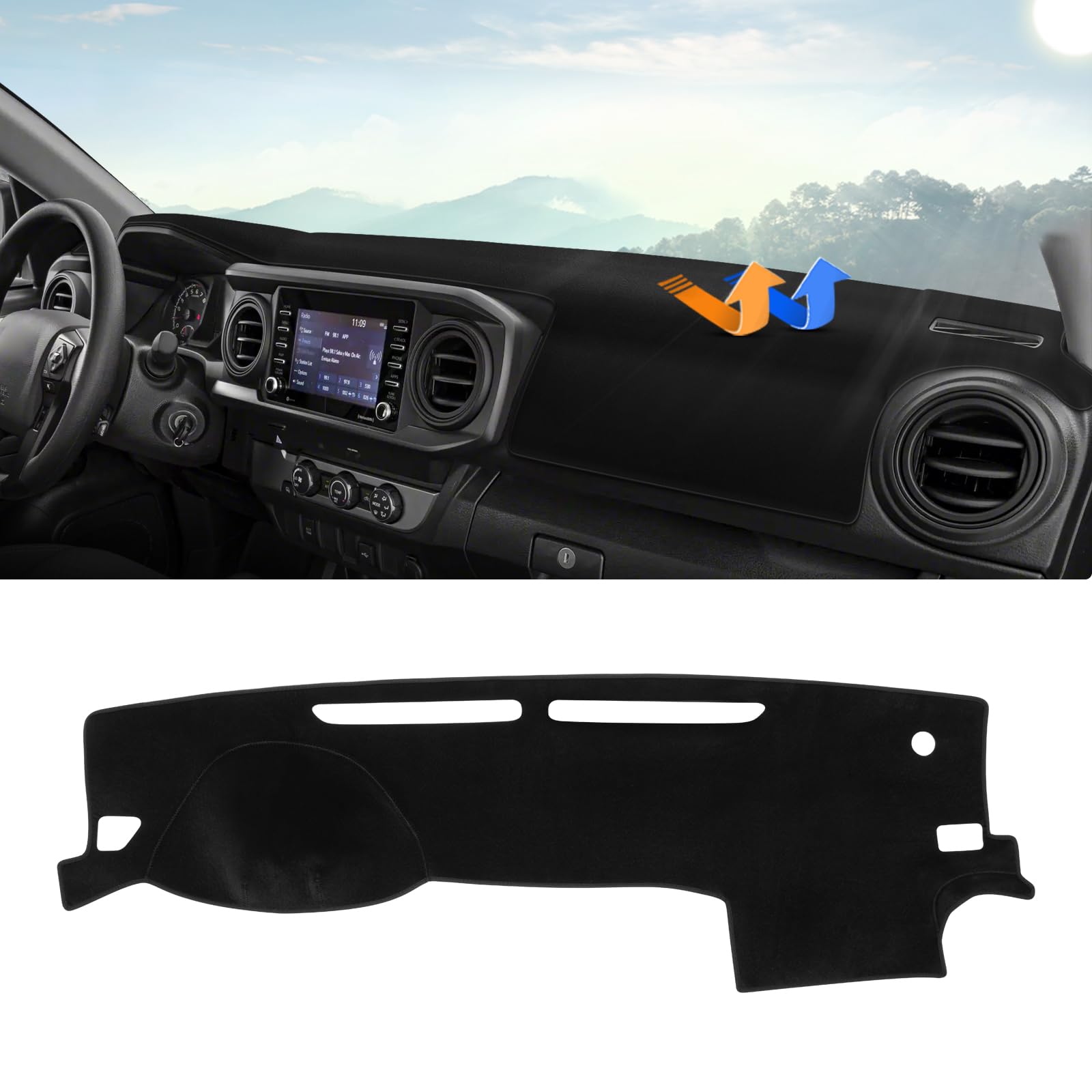 Autorder Dashboard Cover Mat For 2016-2021 2022 2023 Toyota Tacoma Accessories Dash Cover Upgrade Velvet Dash Mat Sunshade Glare