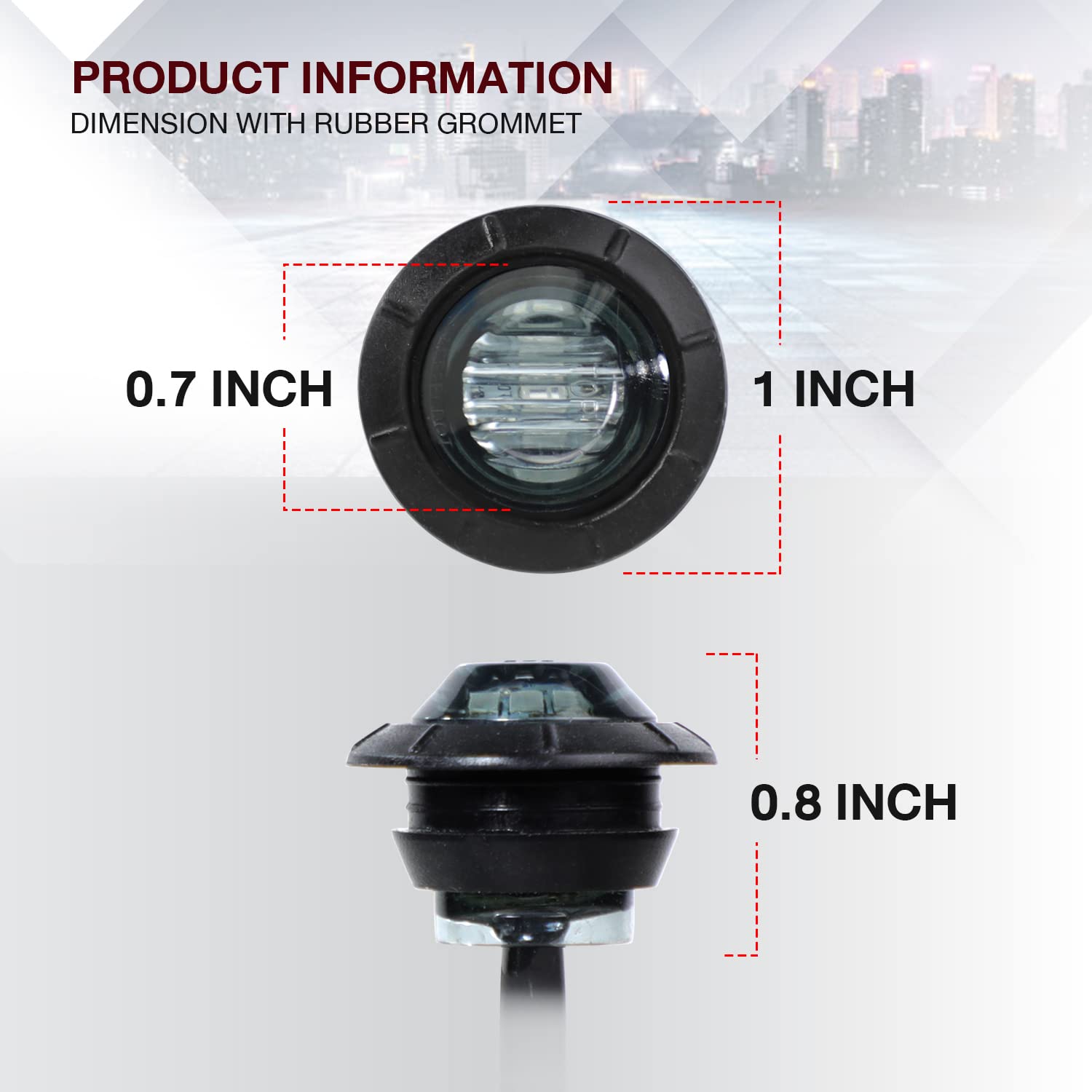 Tmh 3/4 Inch Mount Smoked Lens Red Led Small Clearance Side Led Marker Lights Trailer Truck Rv Atv Car Bus Van (Pack Of 20)