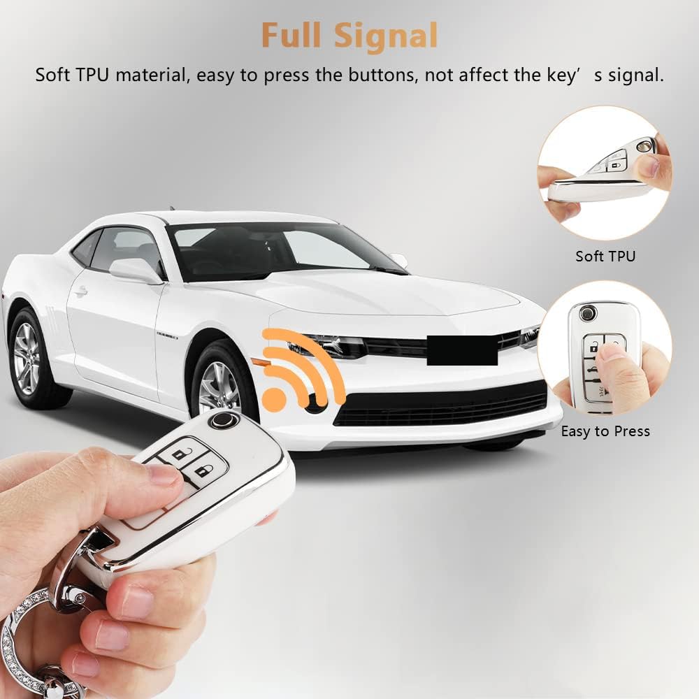 Pifoog Key Fob Cover For Chevy 5 Button Keys Case Shell Protector Tpu Soft Bling Car Keychain Accessories Fit For Equinox Cruze