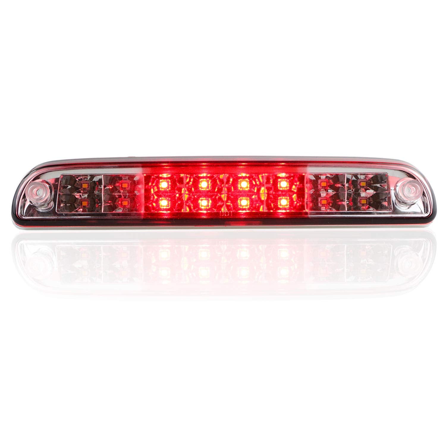 Dibanyou LED 3rd Brake Light for Ford F250 F350 F-450 F-550, 93-11 Ranger, 01-05 Explorer Sport Trac - Chrome Housing Red