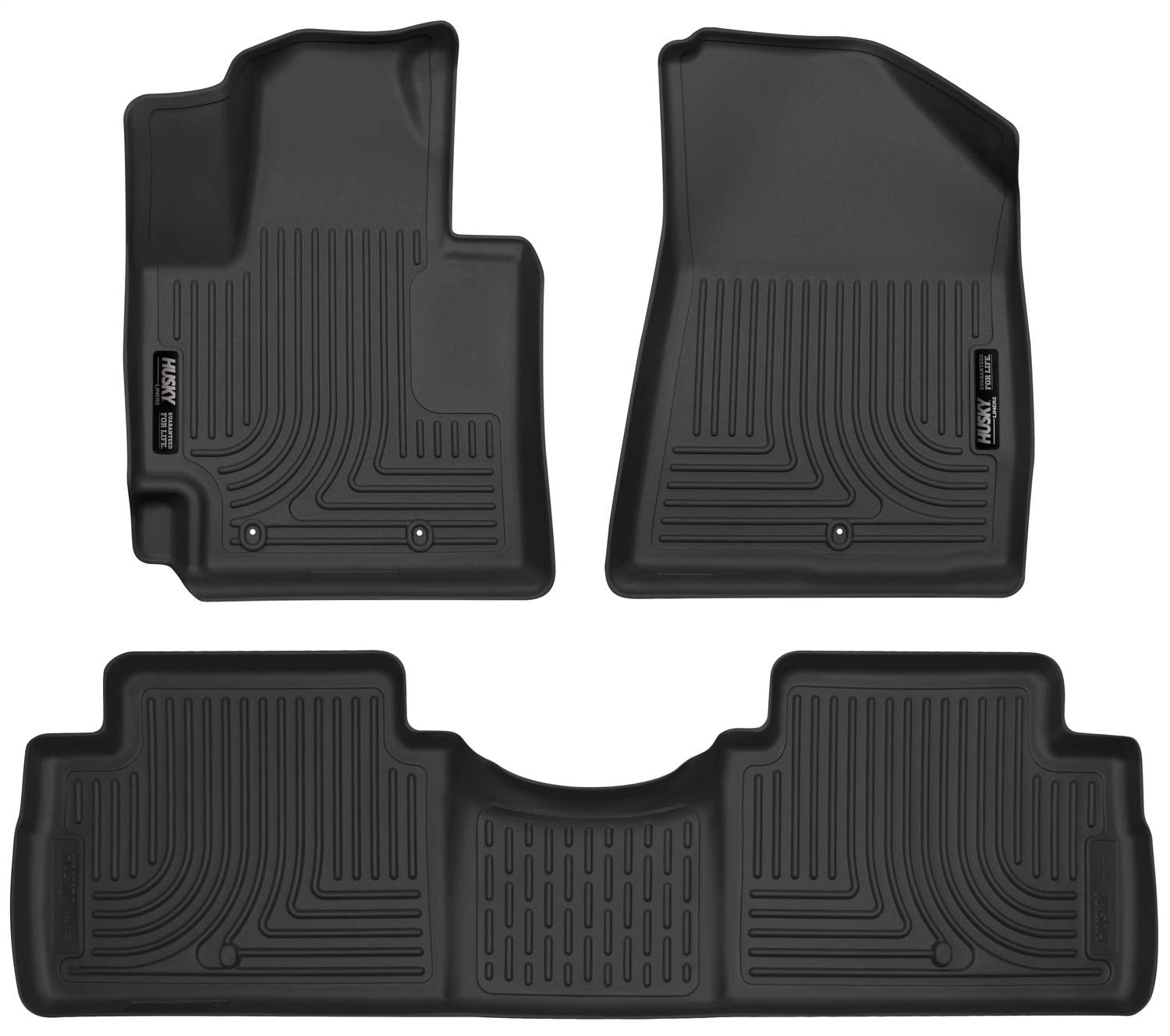 Husky Liners Weatherbeater Floor Mats | Fits 2014-2019 Kia Soul | Front & 2Nd Row, 3-Pc Black - 99611