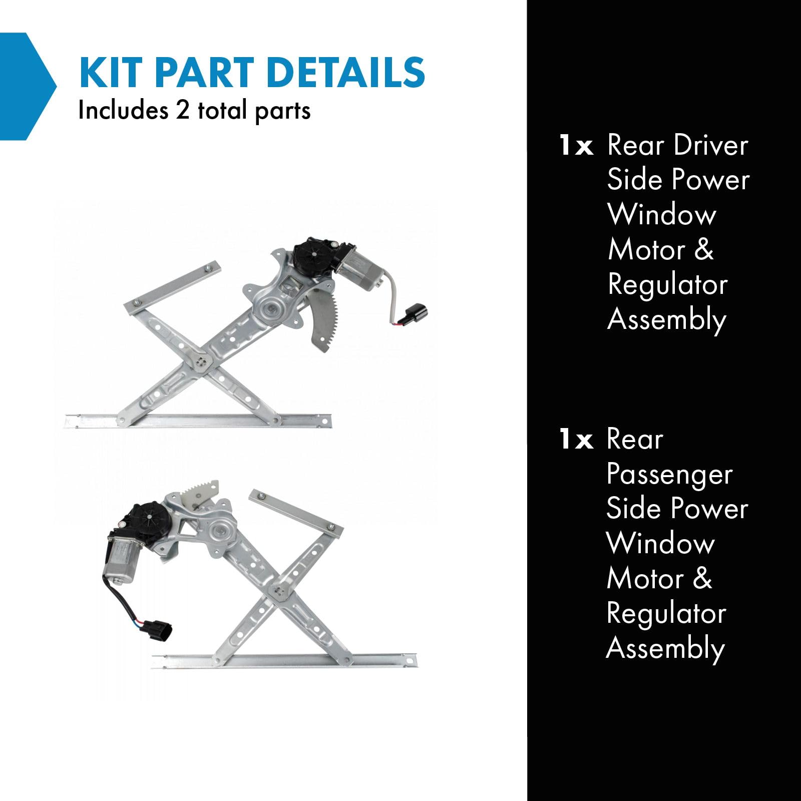 Trq Rear Window Regulator Set Power Window Regulator & Motor Assembly Compatible With 2014-2020 Nissan Rogue 2013-2019 Sentra