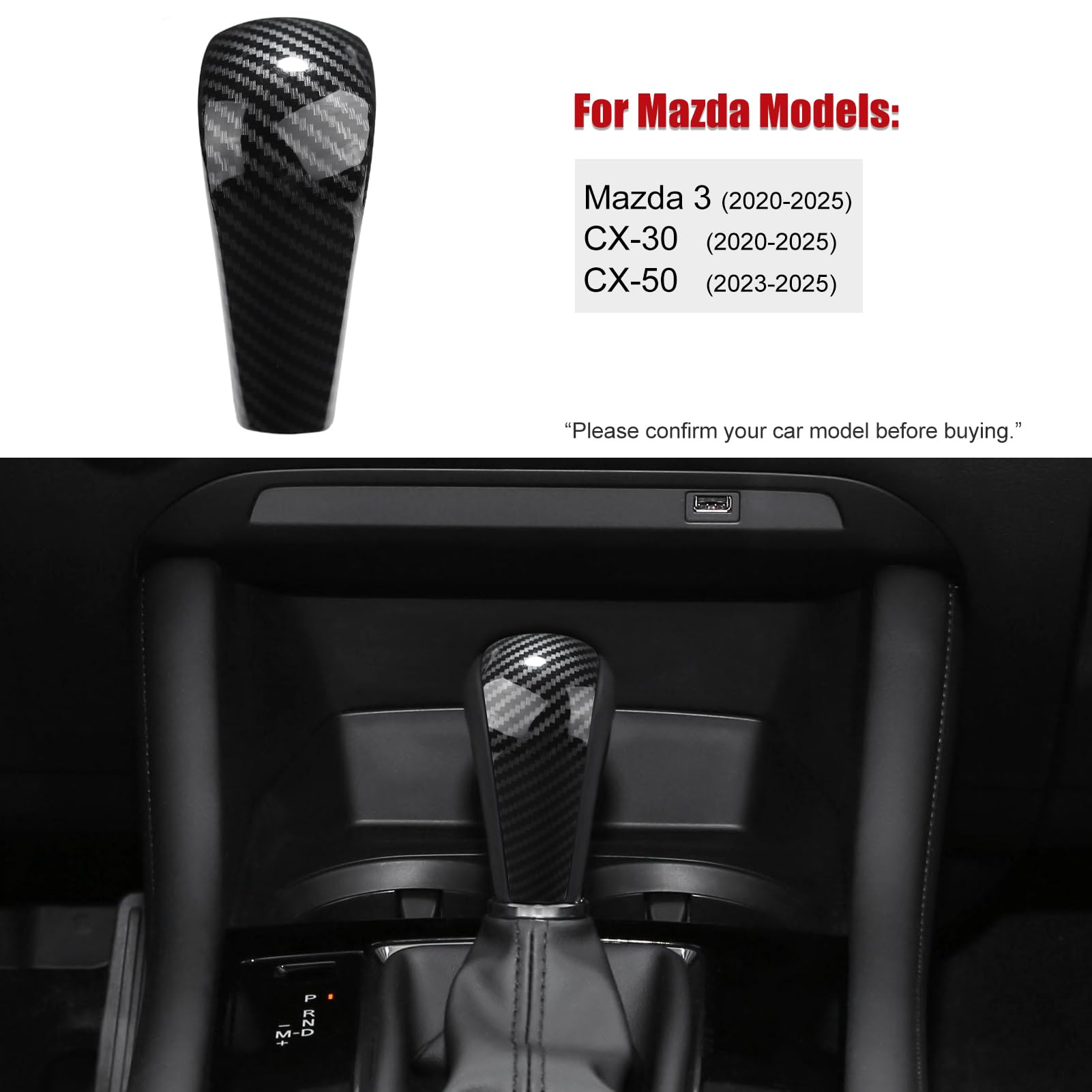 ANFOKAS Compatible with Mazda 3 CX-30 CX-50 Accessories Sporty Car Gears Gear Panel Gear Shift Knob Cover Trim Cap Interior Deco