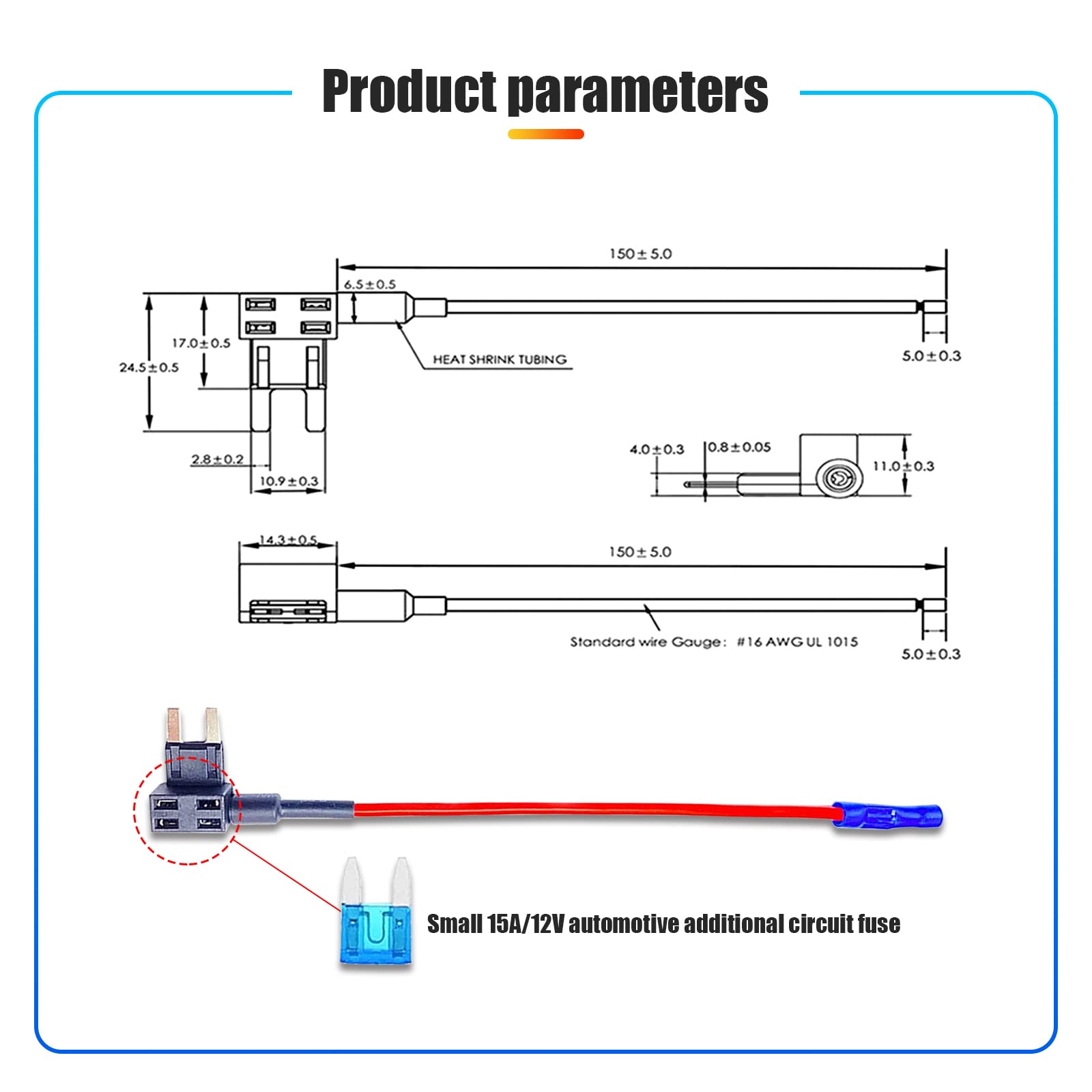 Sodcay 5 PCS 12V Car Add-a-Circuit Fuse, with 4 x 15A Inserts, TAP Adapter Mini ATM ATO Blade Fuse Holder, for Cars Trucks Boats