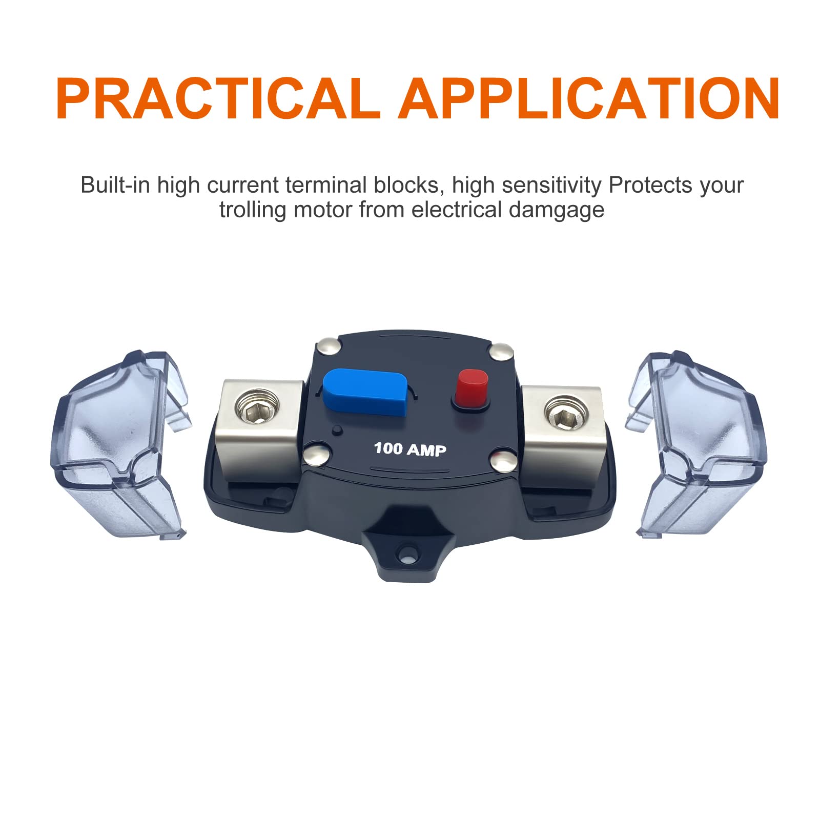 Erayco 50 Amp Circuit Breaker With Manual Reset, 12-48 Volt Dc, 0-8 Gauge Trolling Motor Car Stereo Audio Inline Fuse Block Hold
