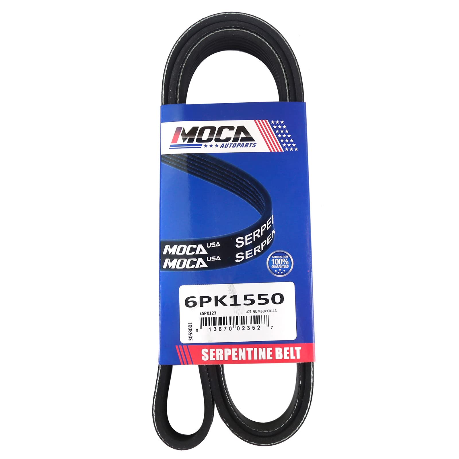 MOCA 6PK1550 EPDM Serpentine Belt Fits for Ford BMW 2.3L 4.8L DOHCSOHC 2-Door