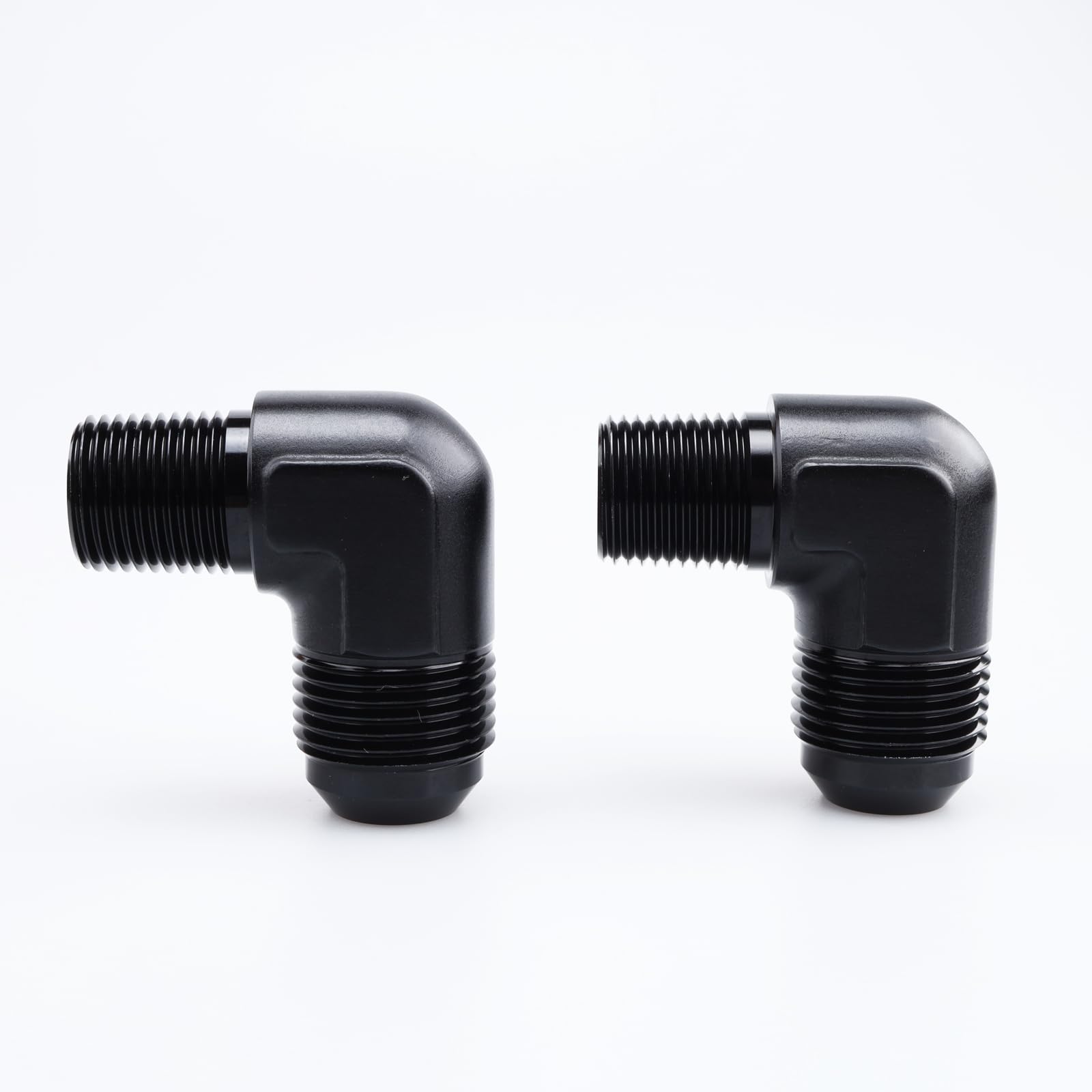 Ac Performance 90 Degree Elbow -12 An Male To 1/2'' Npt Male Fitting Adapter Connector Aluminum Black, Pack Of 2