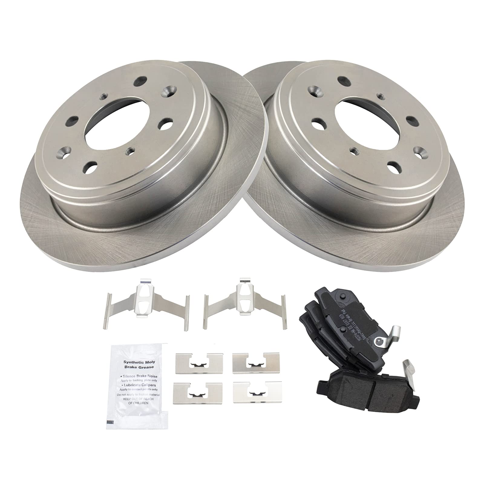 Trq Rear Brake Pad & Rotor Kit Brake Pads Brake Rotor Semi-Metallic Compatible With 1990-2001 Acura Integra 1992-2000 Honda Civi