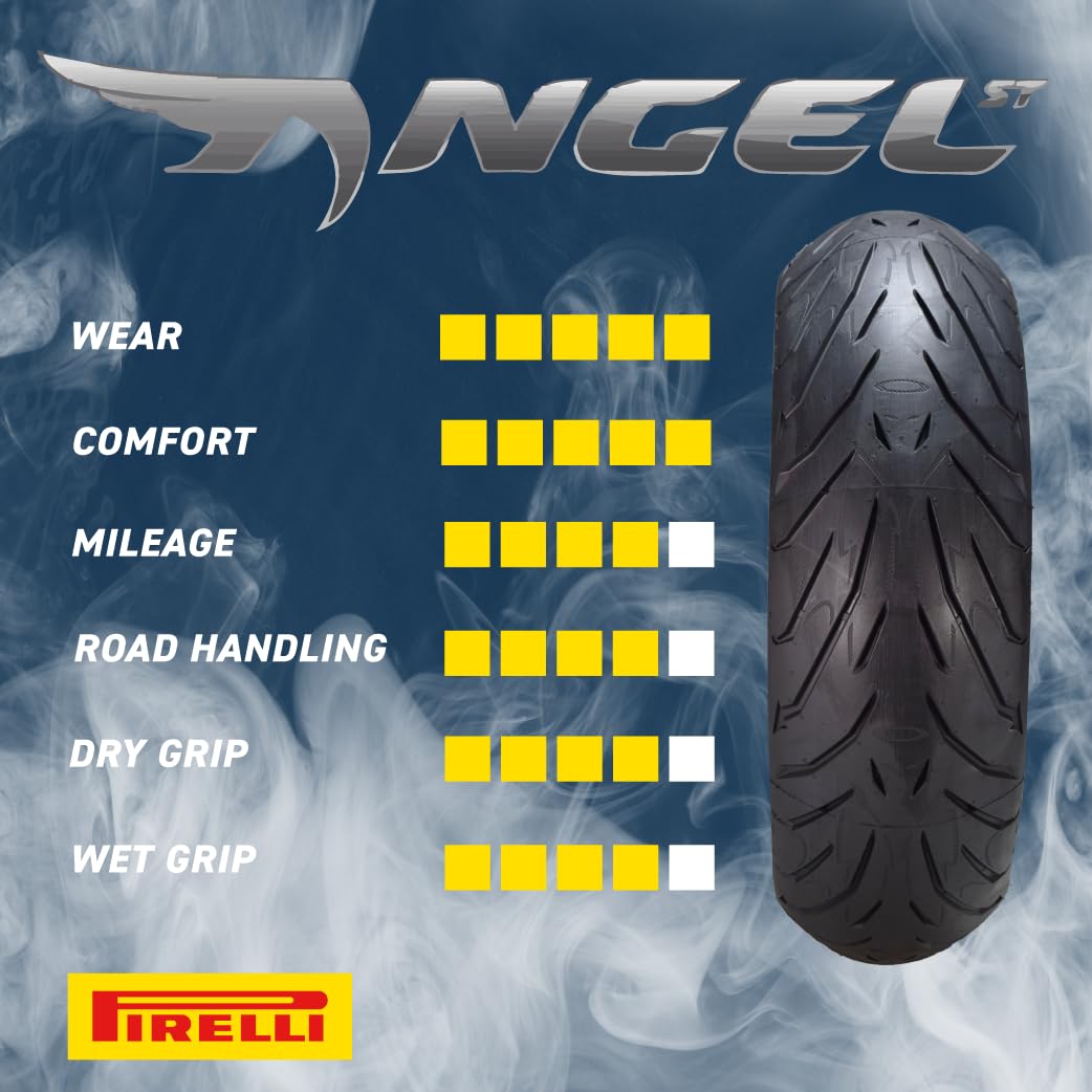 Pirelli Angel ST 120/70ZR17 (58W) Front & 190/55ZR17 (75W) Rear Motorcycle Tires - High-Performance Sport Touring Tire for Enhan