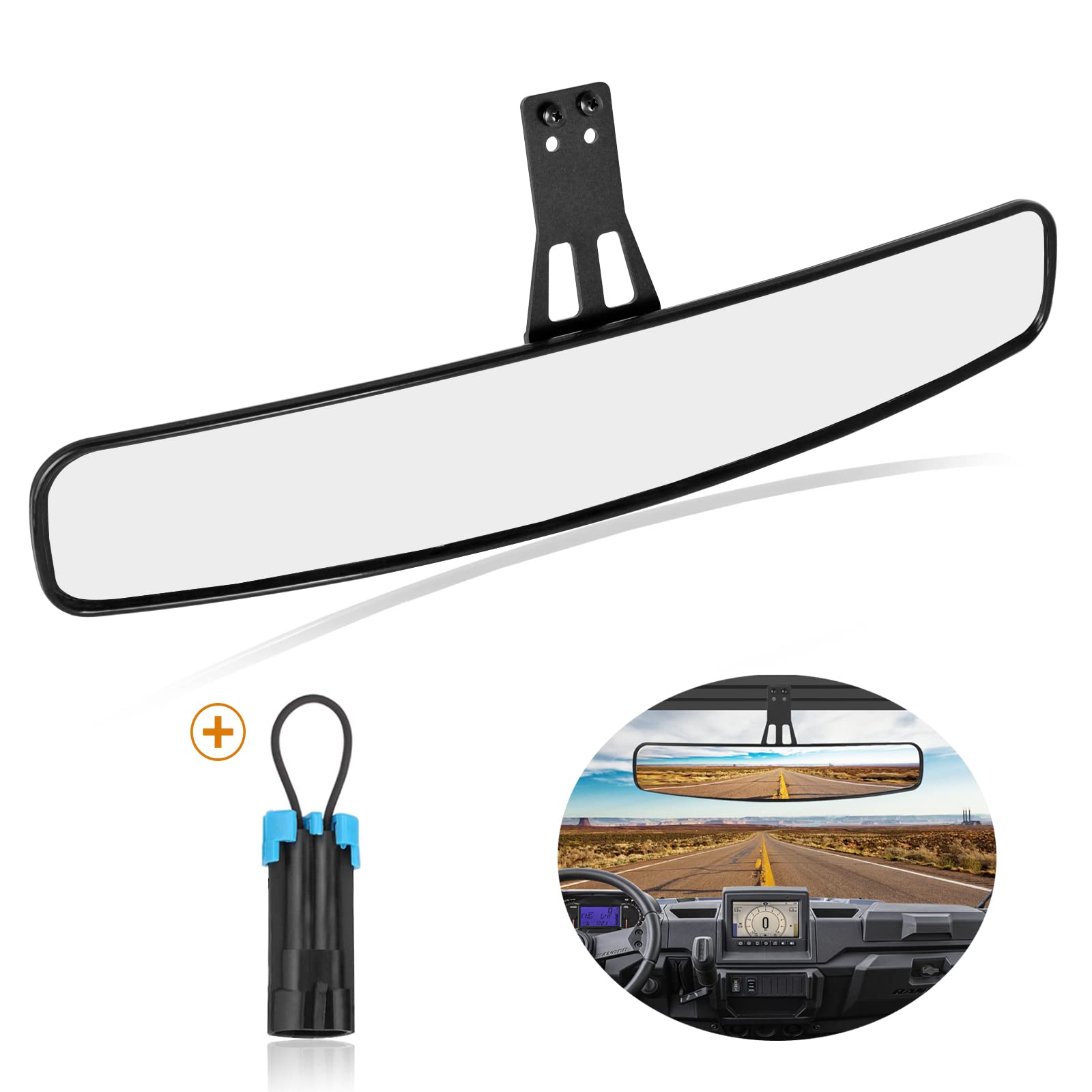 Unigt Panoramic Convex Ranger Rear View Mirrors Compatible With 2017-2024 Polaris Ranger 500 570 900 Xp 1000 Xp/Crew Mirrors Factory Present Drop Down Mounting Tab