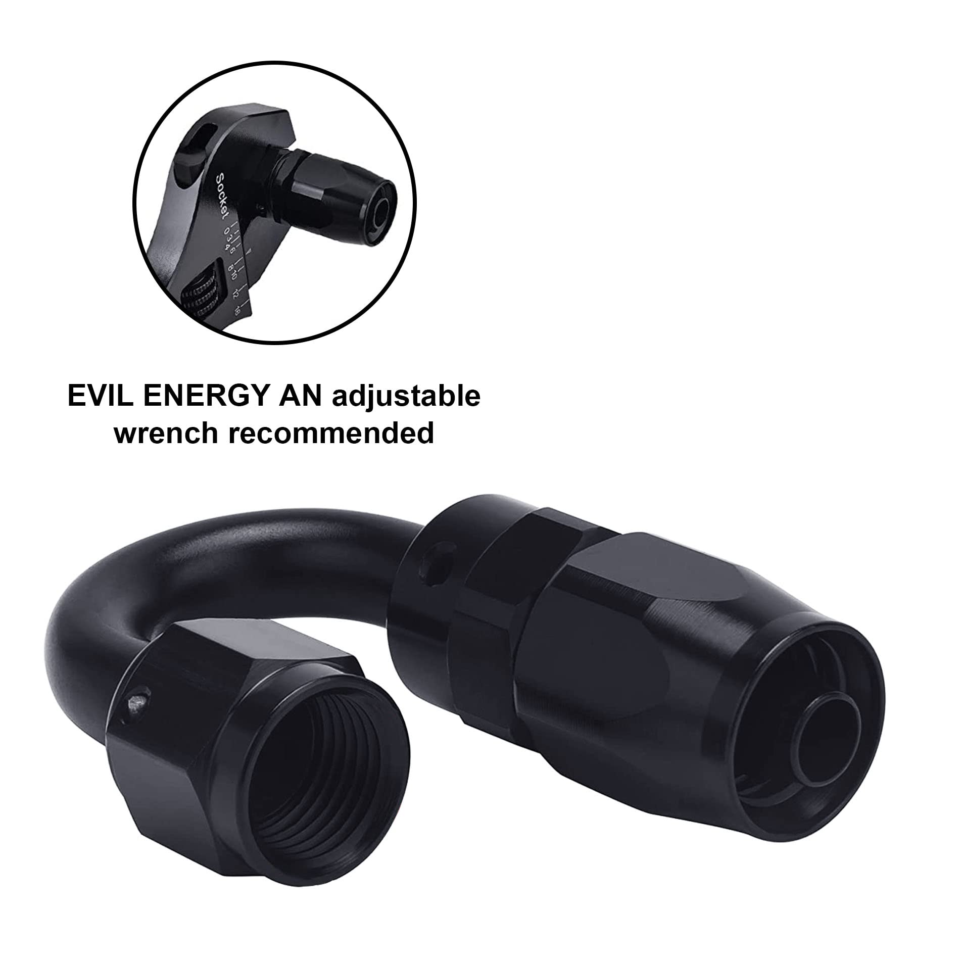 Evil Energy 6An Hose End Fitting 180 Degree Swivel For Cpe Braided Hose Black