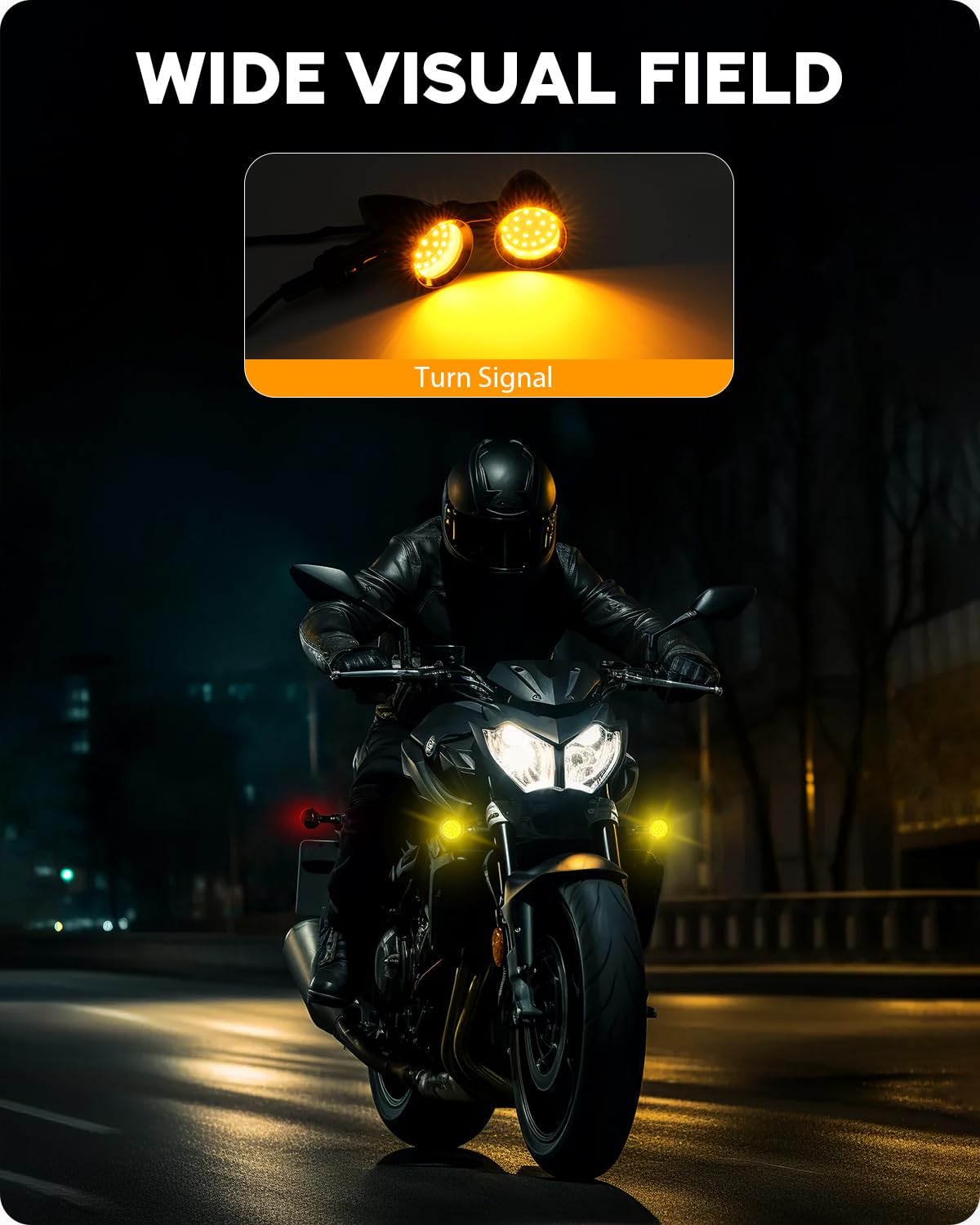 PBYMT 2PCS Motorcycle Bullet 24 LEDs Front Turn Signal Lights Amber SMD Blinkers w/ 10mm Mount Hole Compatible for Honda Yamaha