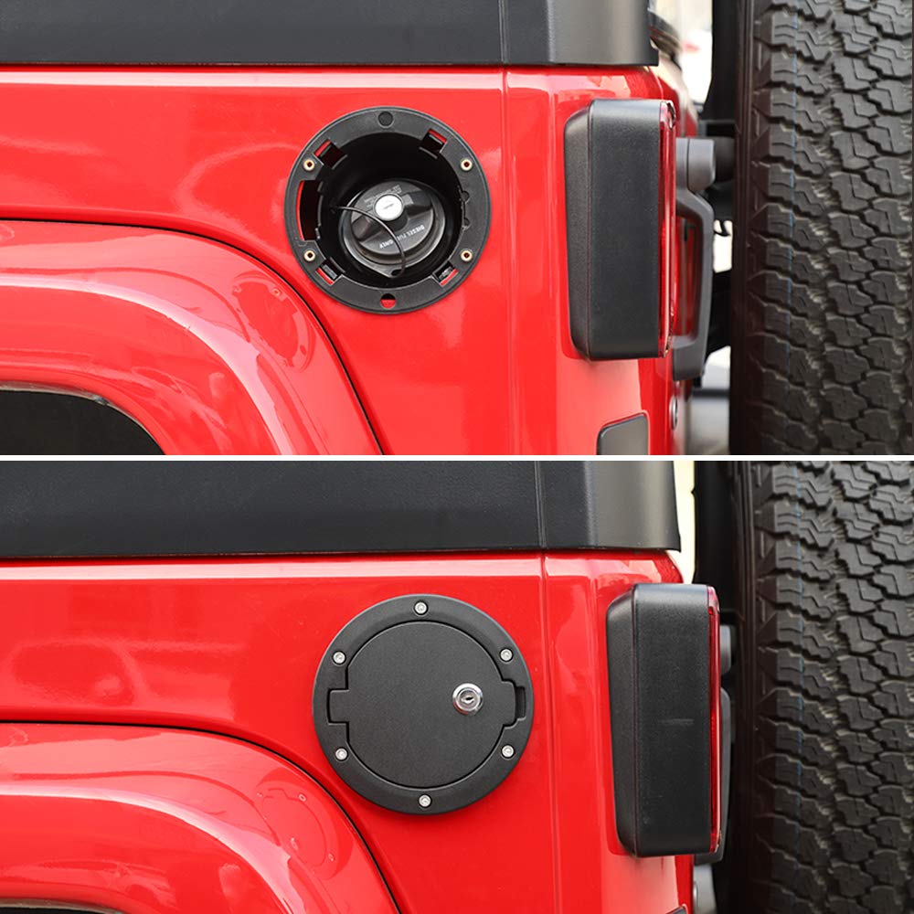 Fuel Door Cover Jecar Locking Gas Cap Cover For 2007-2018 Jeep Wrangler Jk & Unlimited