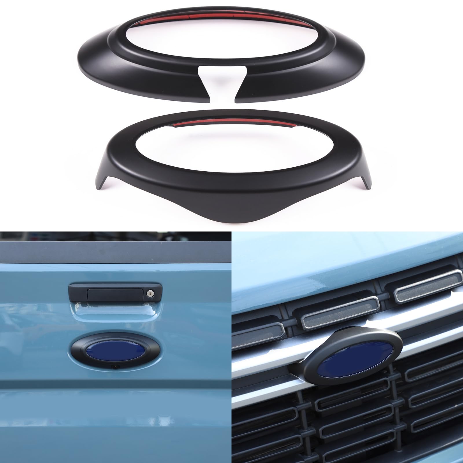 For Ford Maverick 2022-2024 Front Rear Tailgate Emblem Sticker Frame Trim Emblem Decoration Cover Logo Emblem For Maverick Accessories (Matte Black)