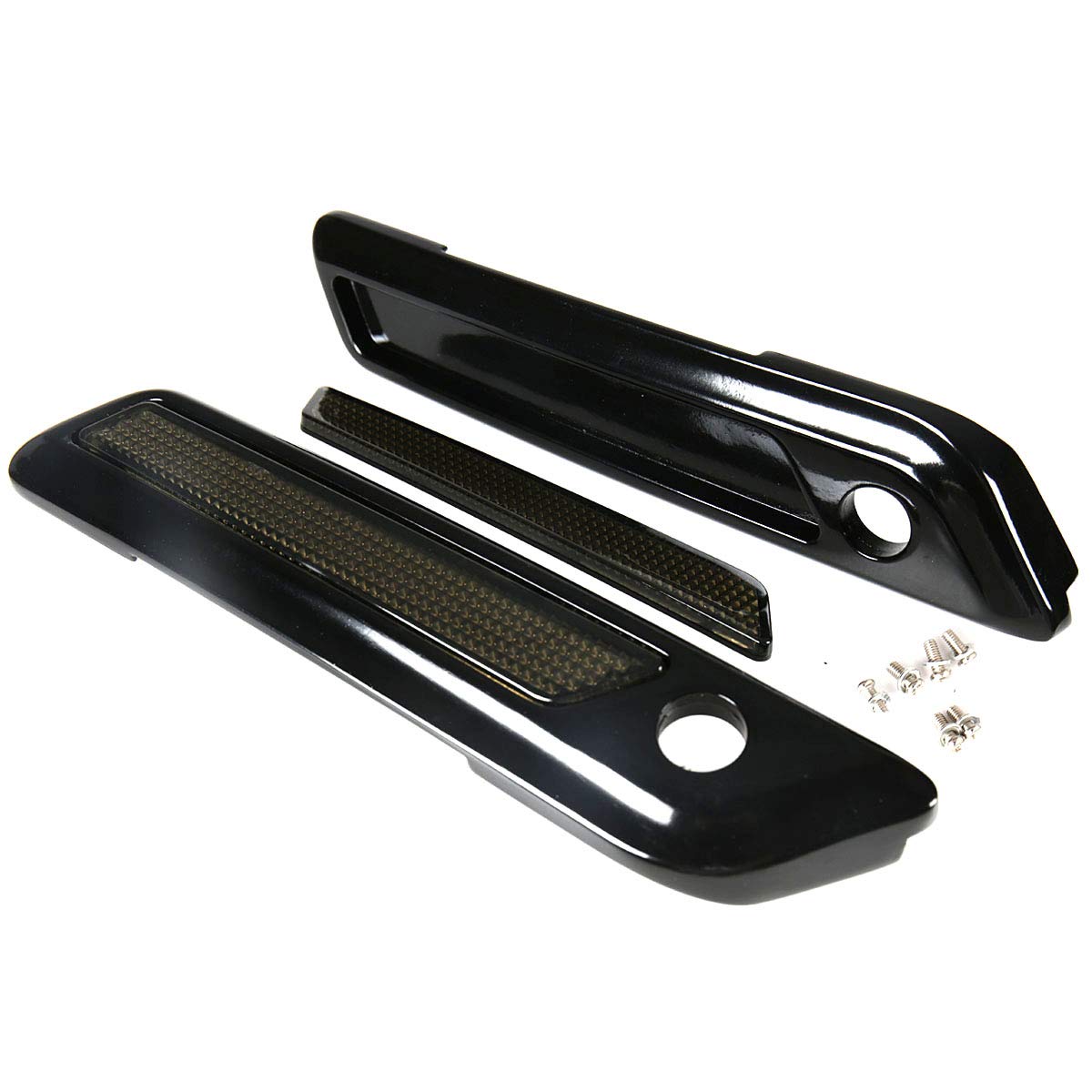 Black Saddlebag Outer Lid Hinge Latch Covers For Harley Touring Electra Road Street Glide 2014-2021 (Black Smoke)