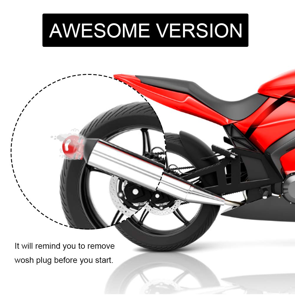 Melife Red 0.6''-1.5'' Muffler Exhaust Wash Plug, Motorcycle Dirt Bike 2 Stroke W/Streamer Flight Rubber Exhaust Silencer -2 Pac