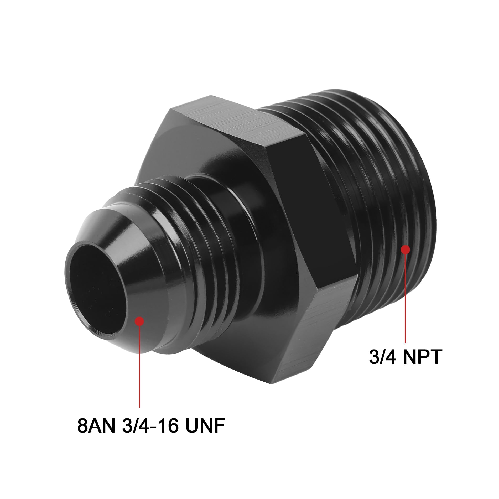 Evil Energy 8An Male Flare To 3/4'' Npt Fitting Adapter Straight Aluminum Black