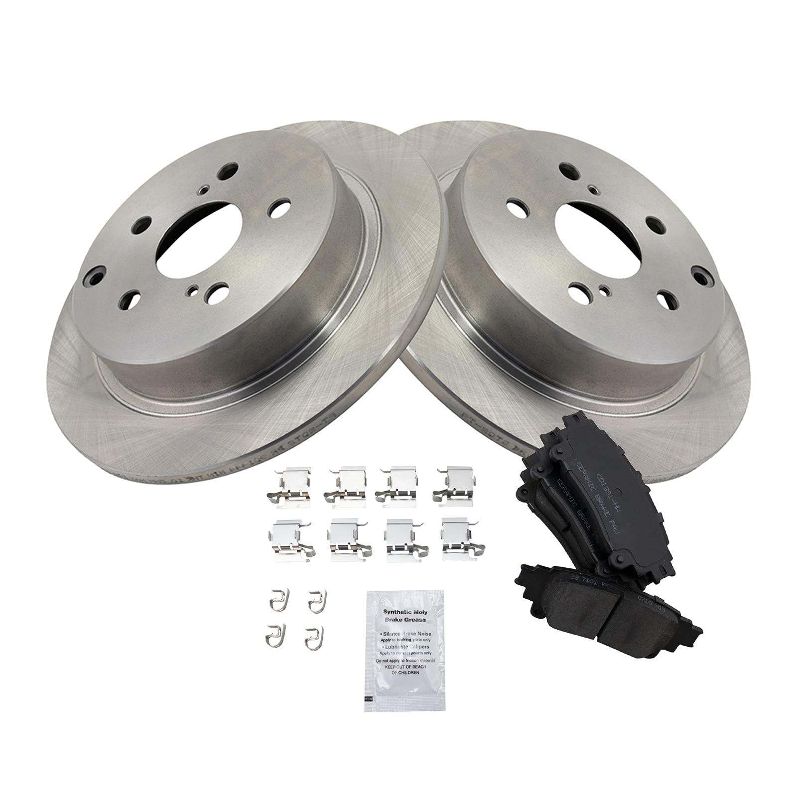 Trq Rear Brake Pad & Rotor Kit Brake Pads Brake Rotor Ceramic Compatible With 2016-2019 Toyota Mirai 2012-2017 Prius V