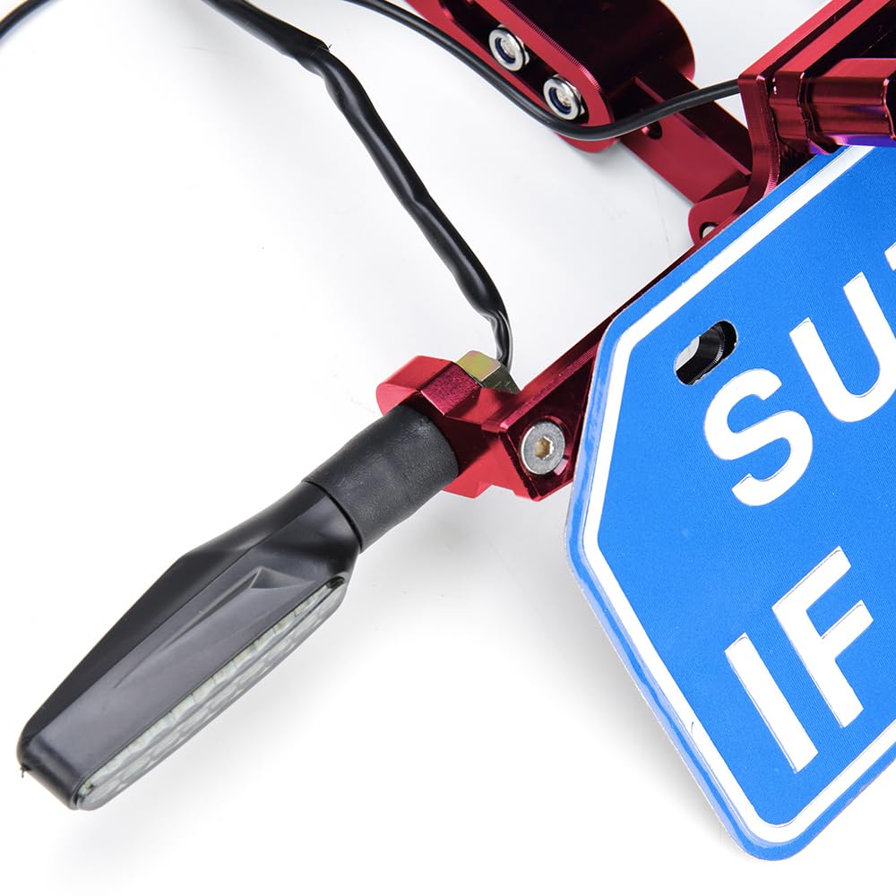 Kemimoto Motorcycle License Plate Bracket Fender Eliminator Kit Universal Motorcycle Tail Tidy License Plate Holder Mount Red