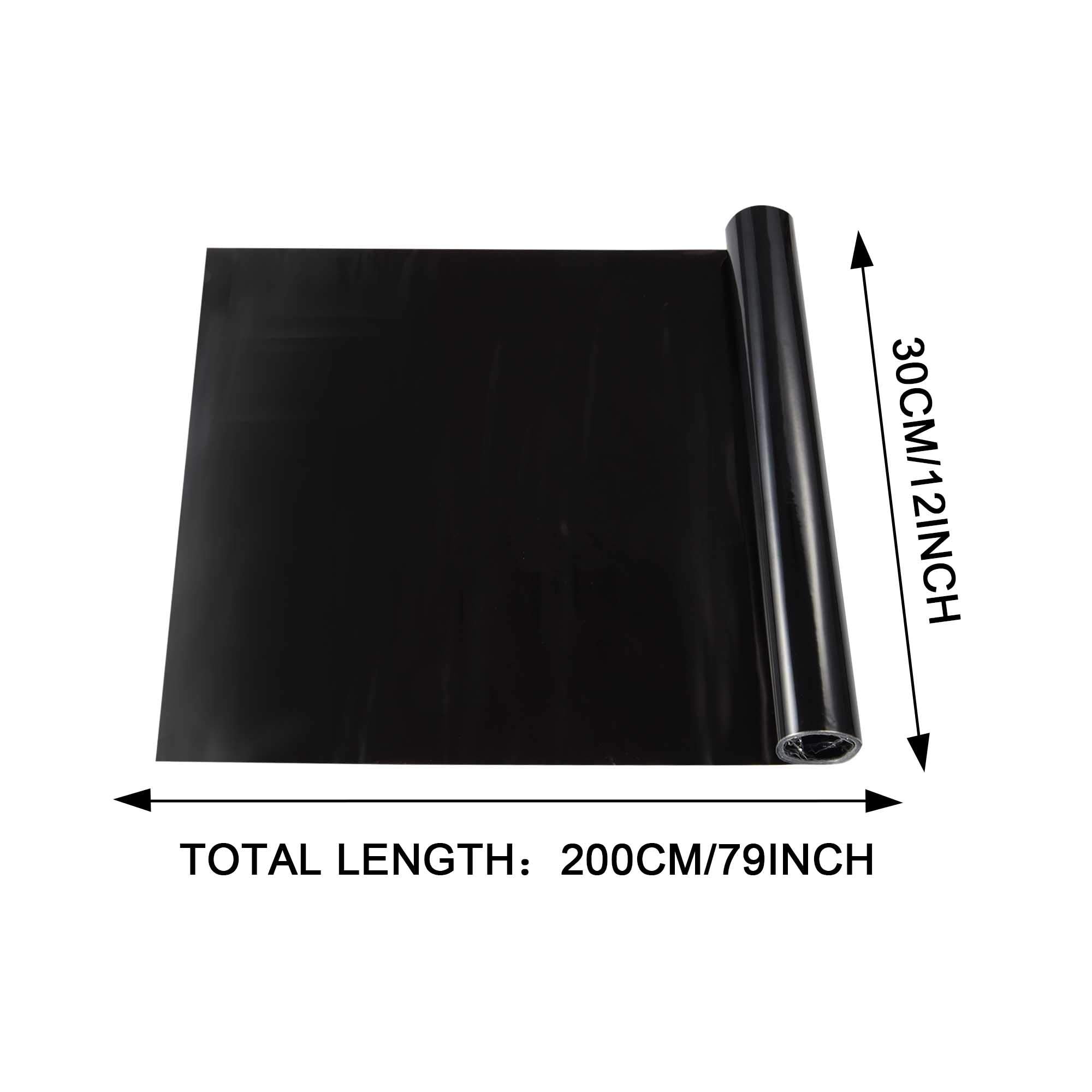 Tomall 78.7''X12'' Dark Black Vinyl Film For Car Headlight Taillight Fog Lights Tint Self Adhesive Decals Sports Modification Ca